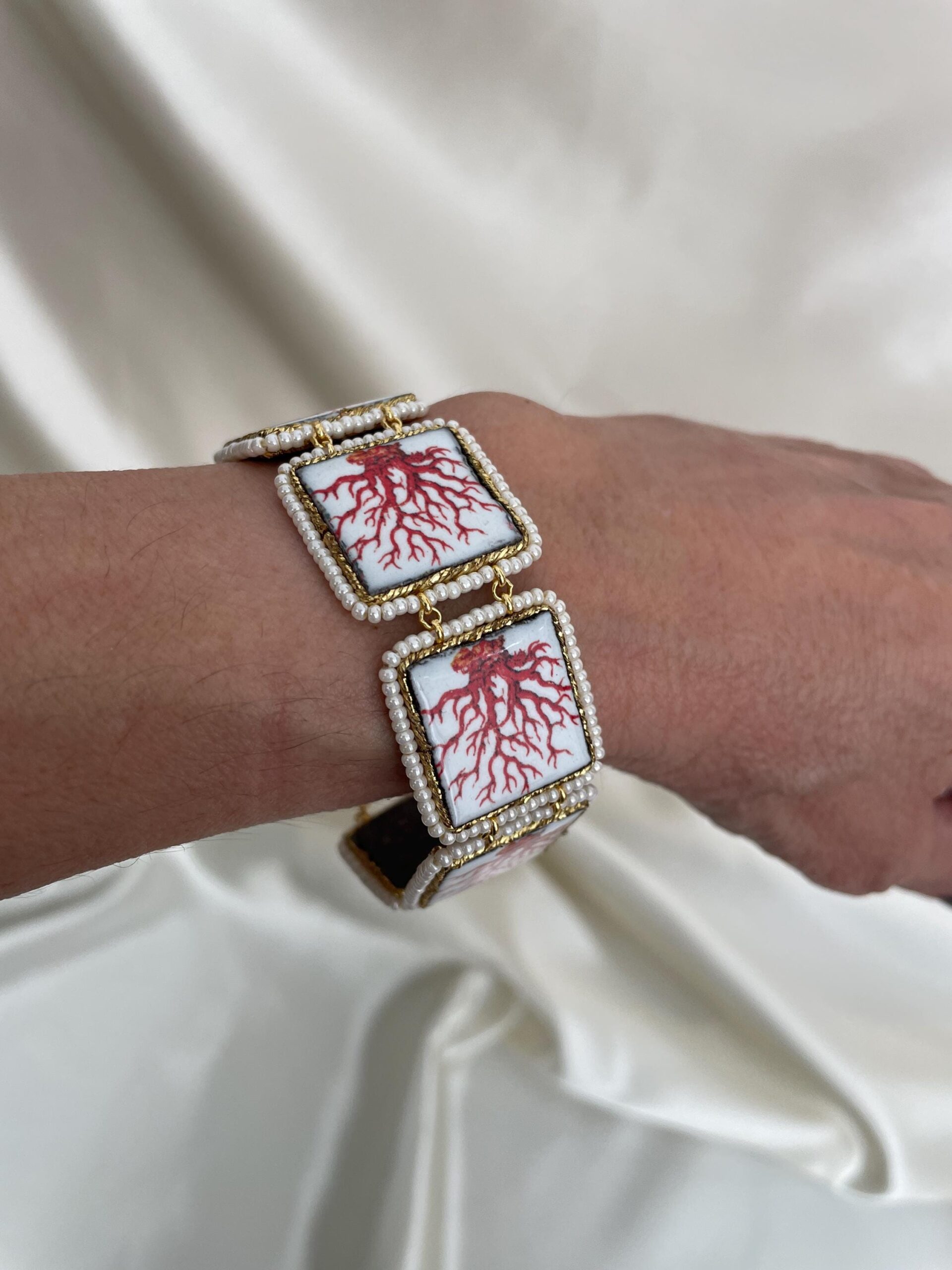 Bracciale con mattonelle, Bracciale siciliano con mattonelle ceramica di Caltagirone,  fantasia maiolica siciliana, varie fantasie. Bracciali con Mattonelle Caltagirone