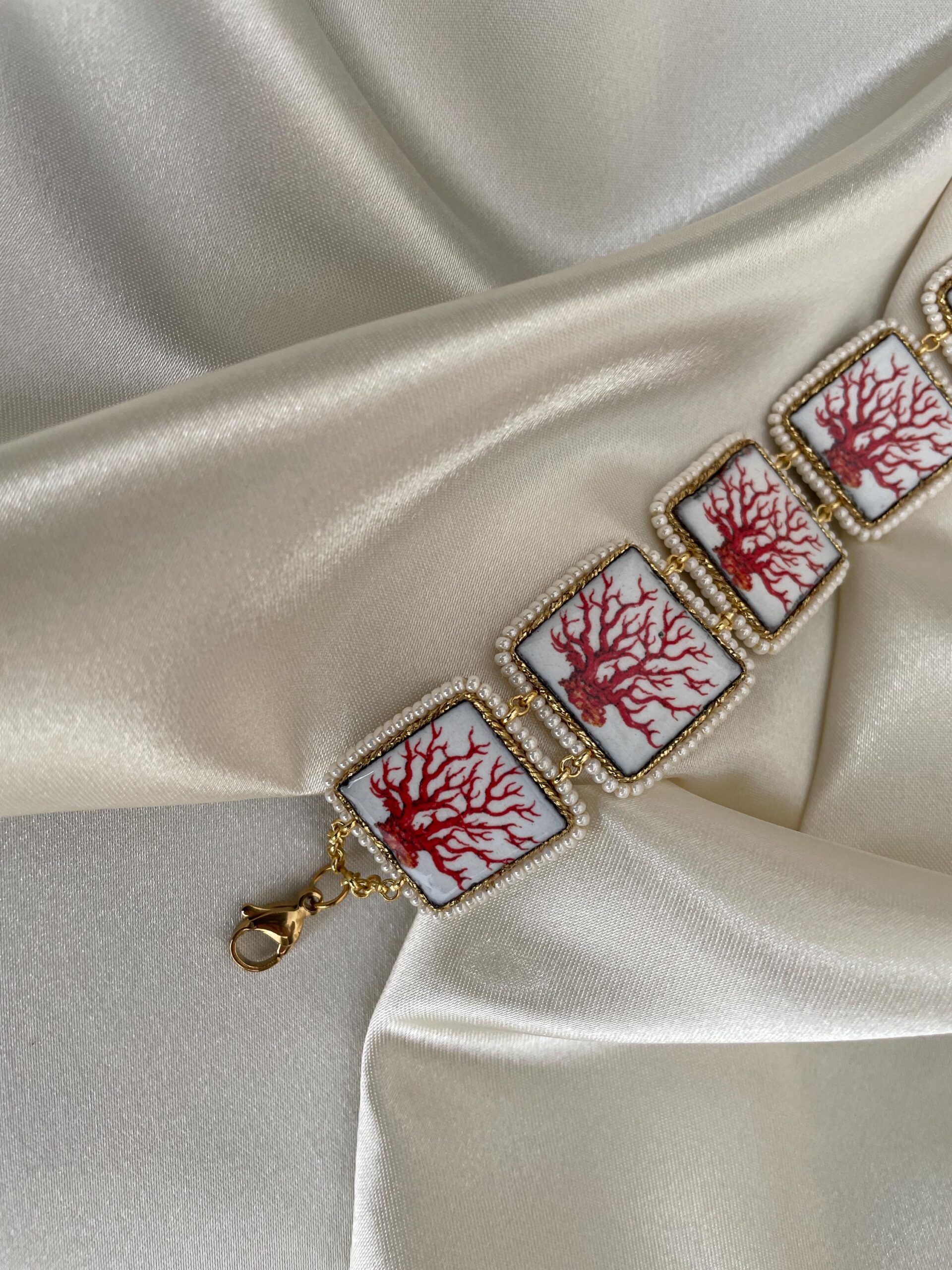 Bracciale con mattonelle, Bracciale siciliano con mattonelle ceramica di Caltagirone,  fantasia maiolica siciliana, varie fantasie. Bracciali con Mattonelle Caltagirone
