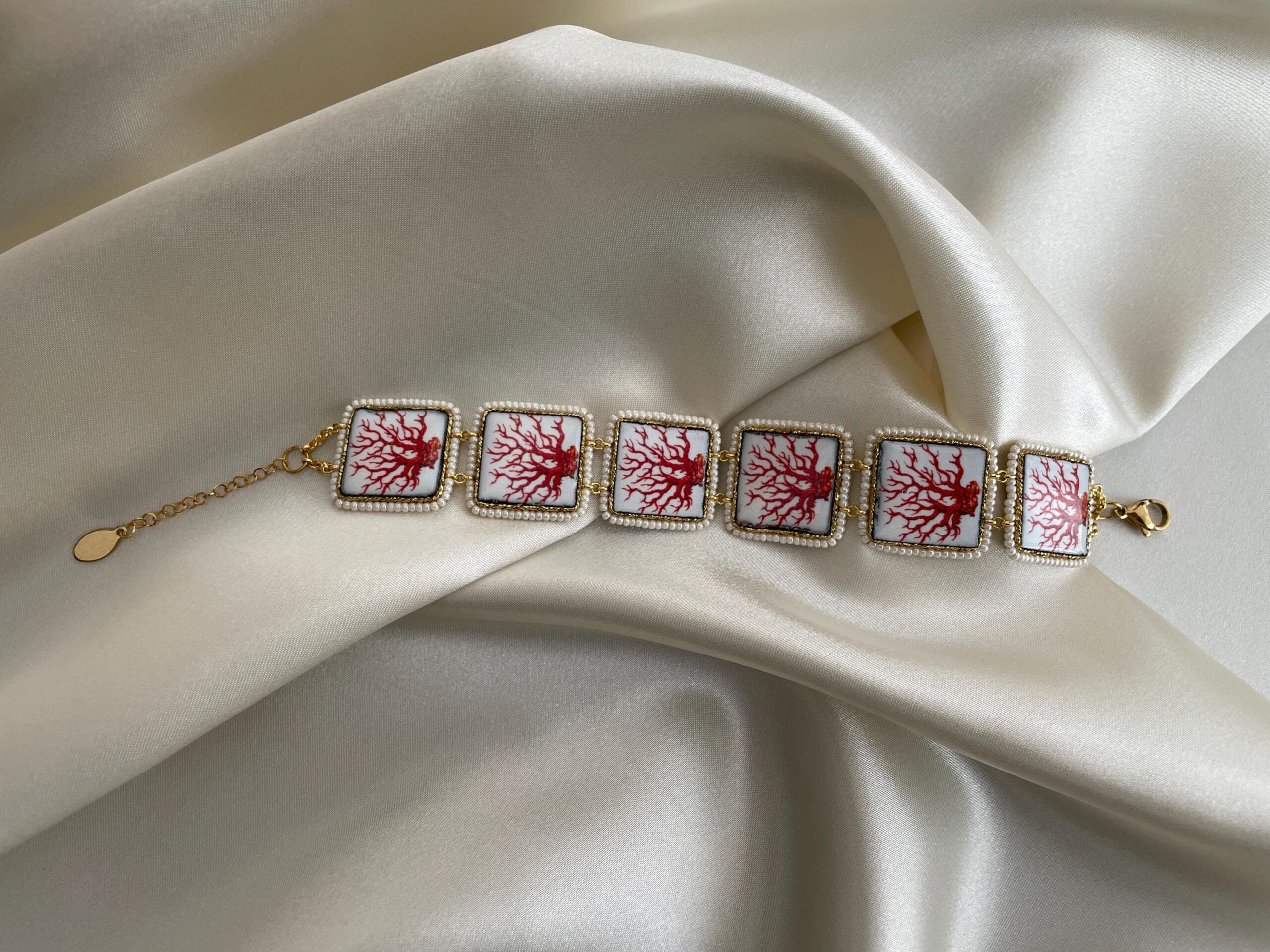 Bracciale con mattonelle, Bracciale siciliano con mattonelle ceramica di Caltagirone,  fantasia maiolica siciliana, varie fantasie. Bracciali con Mattonelle Caltagirone