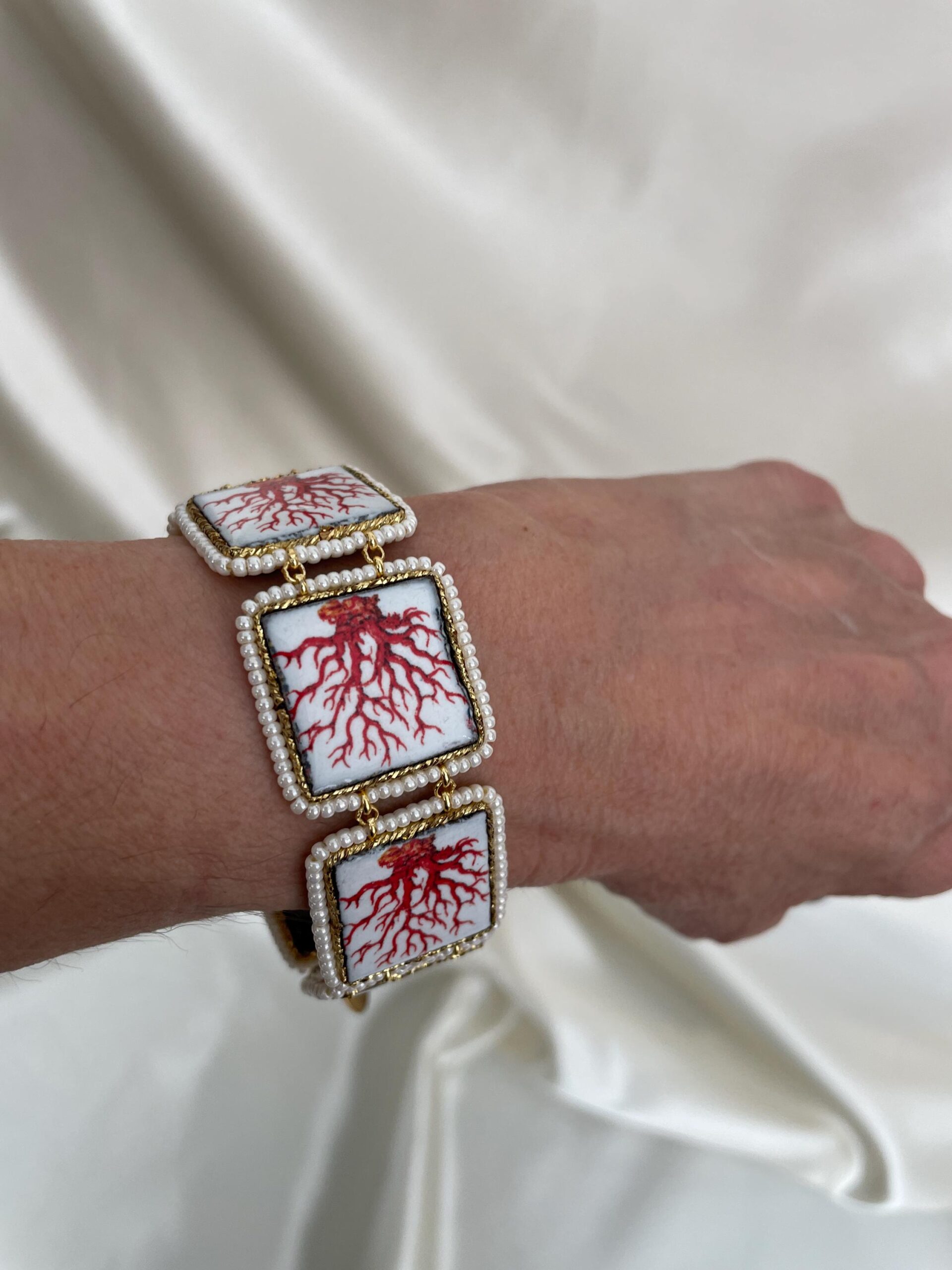 Bracciale con mattonelle, Bracciale siciliano con mattonelle ceramica di Caltagirone,  fantasia maiolica siciliana, varie fantasie. Bracciali con Mattonelle Caltagirone