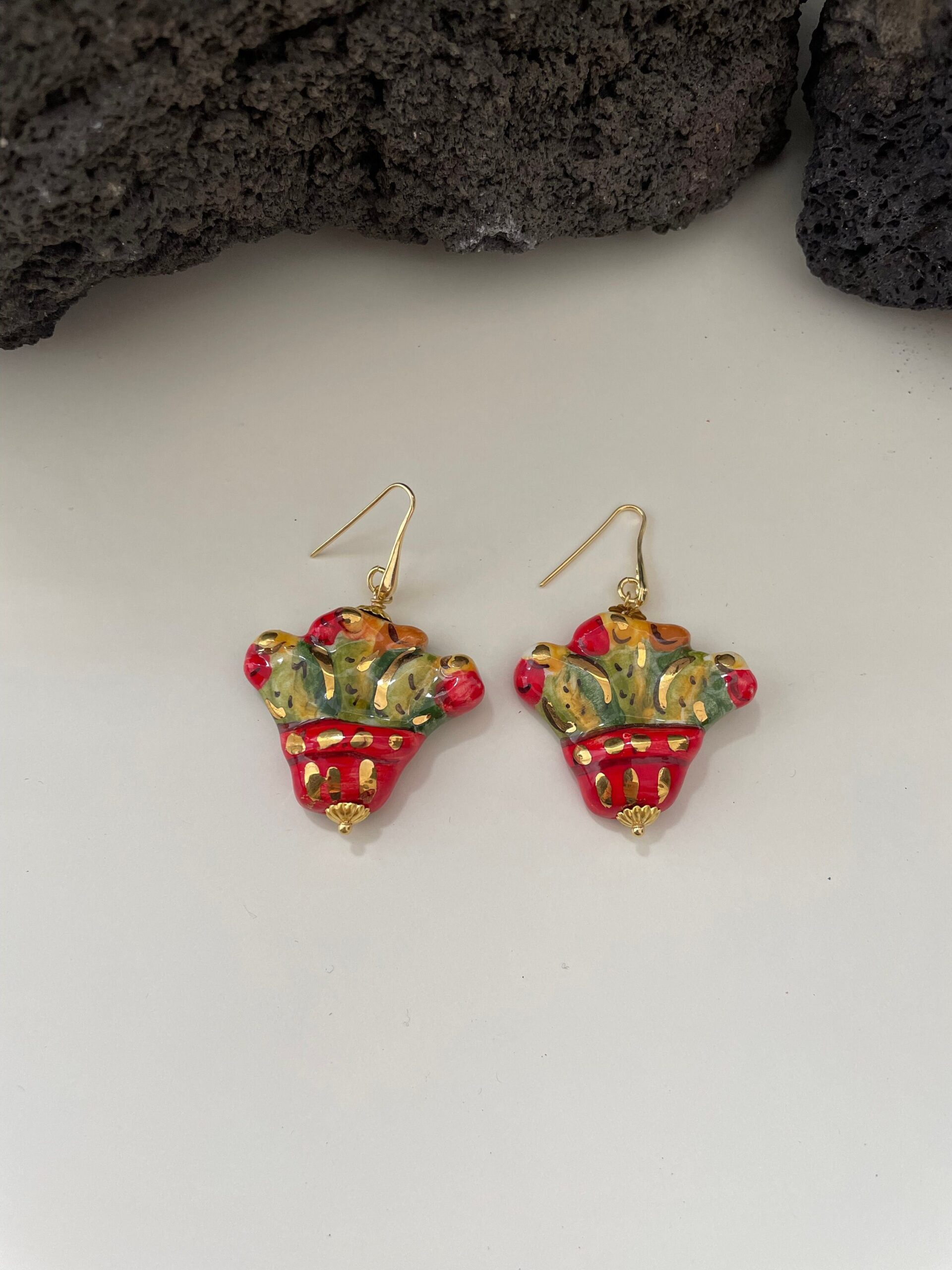 Orecchini argento 925 e pendente in ceramica di Caltagirone regalo per lei. Orecchini caratteristici siciliani