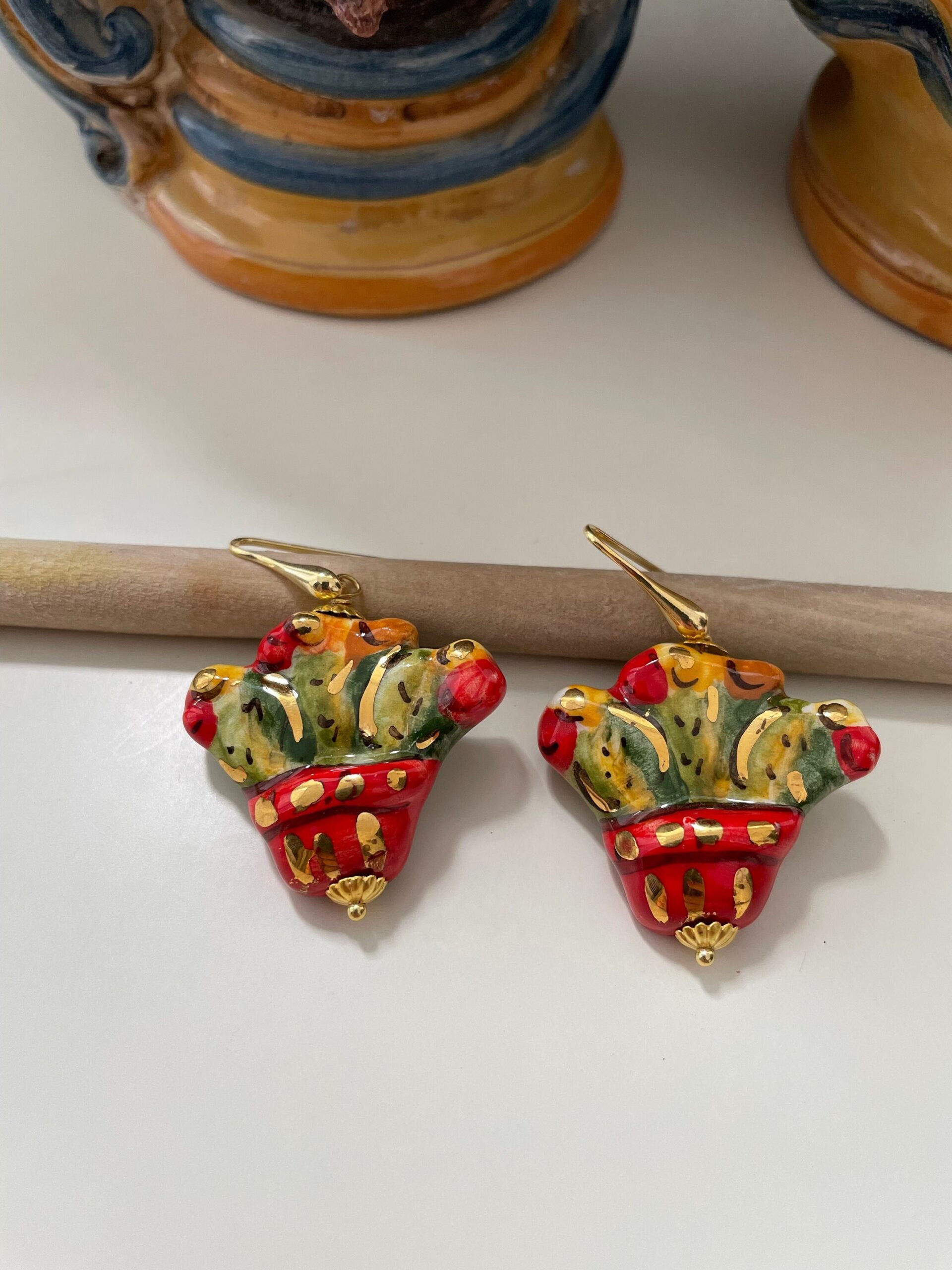 Orecchini argento 925 e pendente in ceramica di Caltagirone regalo per lei. Orecchini caratteristici siciliani