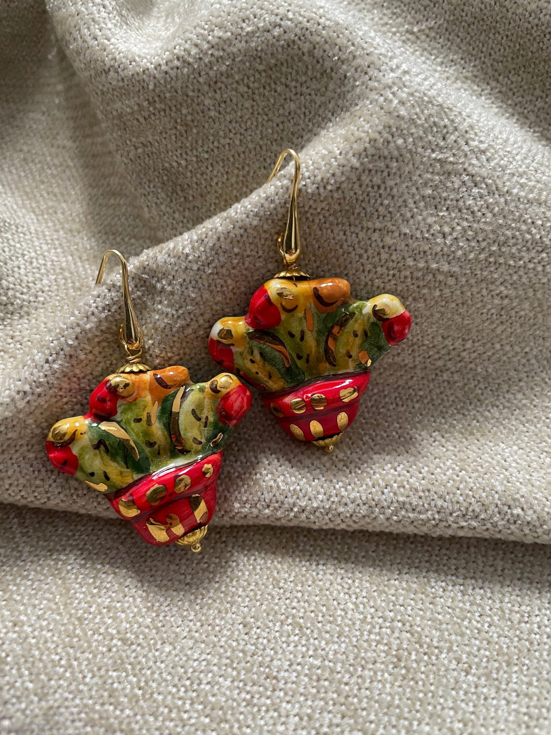 Orecchini argento 925 e pendente in ceramica di Caltagirone regalo per lei. Orecchini caratteristici siciliani