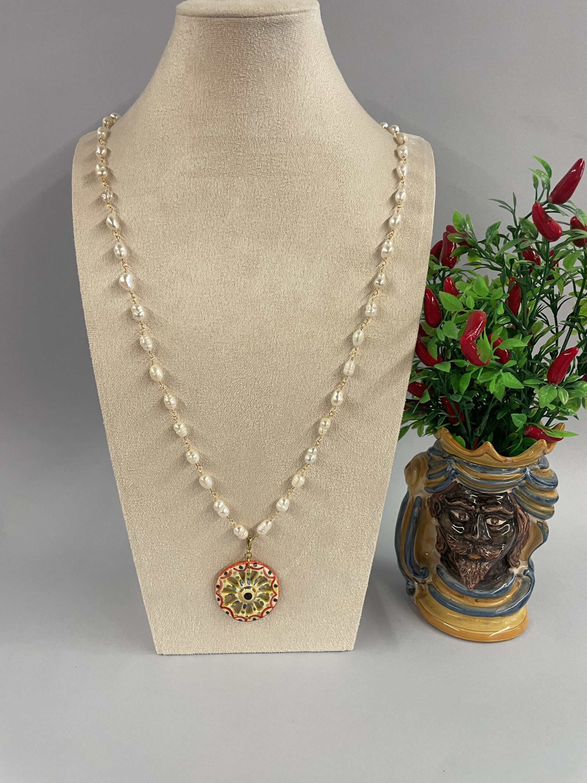 Collana artigianale siciliana ruota carretto