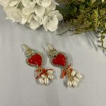 orecchini con cuore sacro rosso, corallo e perle