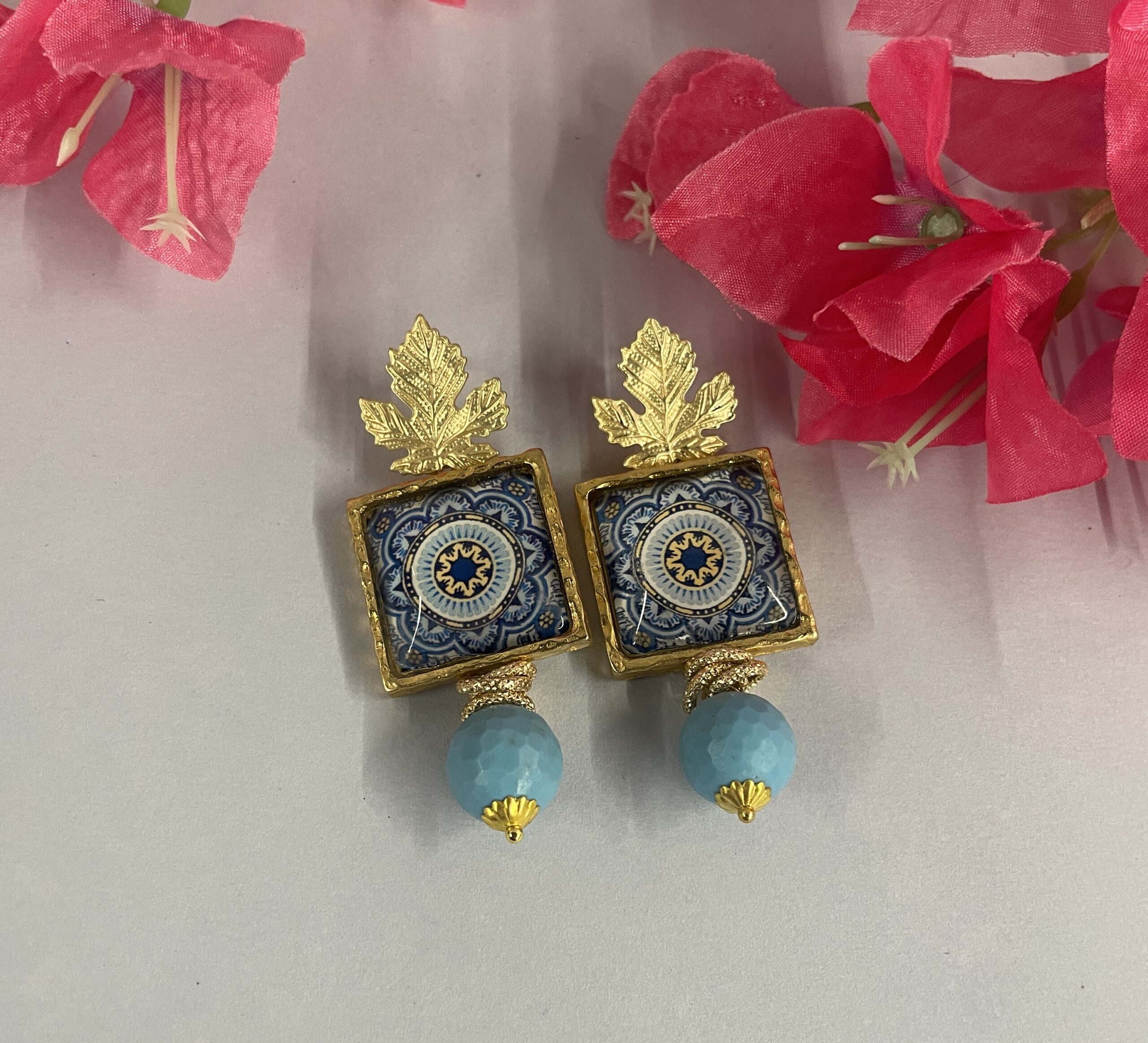 orecchini siciliani maiolicati blu