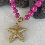 Collana maxi boules, collana viola amaranto, collana resina, ciondolo oversize stella marina, collana corta, resina italiana, per lei. Collane artigianali di Resina
