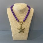 Collana viola, collana maxi boules, collana resina, ciondolo oversize stella marina, collana corta, resina italiana, per lei. Collane artigianali di Resina