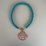 Collana turchese, collana estiva, collana resina italiana, ciondolo grande conchiglia naturale, collana da mare, regalo per ragazza. Collane artigianali di Resina