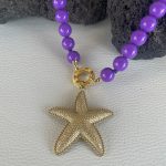 Collana viola, collana maxi boules, collana resina, ciondolo oversize stella marina, collana corta, resina italiana, per lei. Collane artigianali di Resina