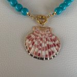 Collana turchese, collana estiva, collana resina italiana, ciondolo grande conchiglia naturale, collana da mare, regalo per ragazza. Collane artigianali di Resina