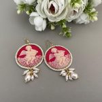 Orecchini argento 925, orecchini vistosi e leggeri, orecchini Cammeo rosso, resina italiana, grappoli di perle miste, orecchini classici. Orecchini con Cammeo