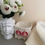 Orecchini argento 925, orecchini vistosi e leggeri, orecchini Cammeo rosso, resina italiana, grappoli di perle miste, orecchini classici. Orecchini con Cammeo