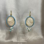 Orecchini Cammeo, Cammeo vero di conchiglia sardonica, Cammeo Torre del greco, Argento 925, orecchini turchesi, Orecchini a grappolo. Orecchini con Cammeo