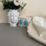 Orecchini Cammeo turchese , orecchini argento 925, orecchini vistosi, resina turchese, grappoli di perle di fiume, orecchini classici. Orecchini con Cammeo