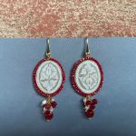 Orecchini con Cammeo autentico con gancio argento 925 e Agata rubino. Orecchini con Cammeo