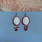 Orecchini con Cammeo autentico con gancio argento 925 e Agata rubino. Orecchini con Cammeo