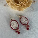 Orecchini con Cammeo autentico con gancio argento 925 e Agata rubino. Orecchini con Cammeo