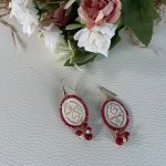 Orecchini con Cammeo autentico con gancio argento 925 e Agata rubino. Orecchini con Cammeo