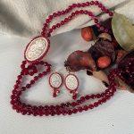 Orecchini con Cammeo autentico con gancio argento 925 e Agata rubino. Orecchini con Cammeo