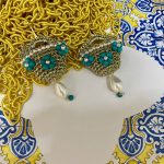 Orecchini argento 925, borsetta siciliana in chiacchierino, perle maiorca vari colori Orecchini siciliani Chiacchierino