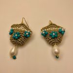 Orecchini argento 925, borsetta siciliana in chiacchierino, perle maiorca vari colori Orecchini siciliani Chiacchierino