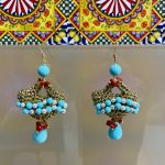 Orecchini argento 925, borsetta siciliana in chiacchierino, perle maiorca vari colori Orecchini siciliani Chiacchierino