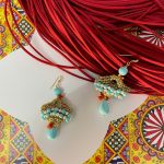 Orecchini argento 925, borsetta siciliana in chiacchierino, perle maiorca vari colori Orecchini siciliani Chiacchierino