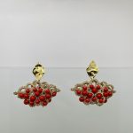 Orecchini argento 925 con base in chiacchierino, borsetta siciliana e perle maiorca rosse Orecchini siciliani Chiacchierino