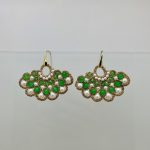 Orecchini argento 925, base chiacchierino, forma ventaglio, agata verde, perle maiorca bianche  regalo per lei. Orecchini siciliani Chiacchierino