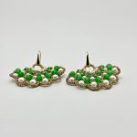 Orecchini argento 925, base chiacchierino, forma ventaglio, agata verde, perle maiorca bianche  regalo per lei. Orecchini siciliani Chiacchierino