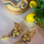 Orecchini siciliani con mattonella Caltagirone a tema “Limoni”. Limoni e Agrumi