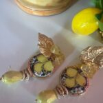 Orecchini siciliani con mattonella Caltagirone a tema “Limoni”. Limoni e Agrumi
