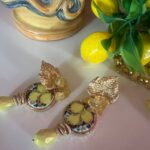 Orecchini siciliani con mattonella Caltagirone a tema “Limoni”. Limoni e Agrumi
