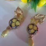 Orecchini siciliani con mattonella Caltagirone a tema “Limoni”. Limoni e Agrumi