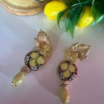 Orecchini siciliani con mattonella Caltagirone a tema “Limoni”. Limoni e Agrumi