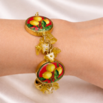 Bracciale siciliano con mattonelle di ceramica Caltagirone decorato con Limoni. Bracciali con Mattonelle Caltagirone