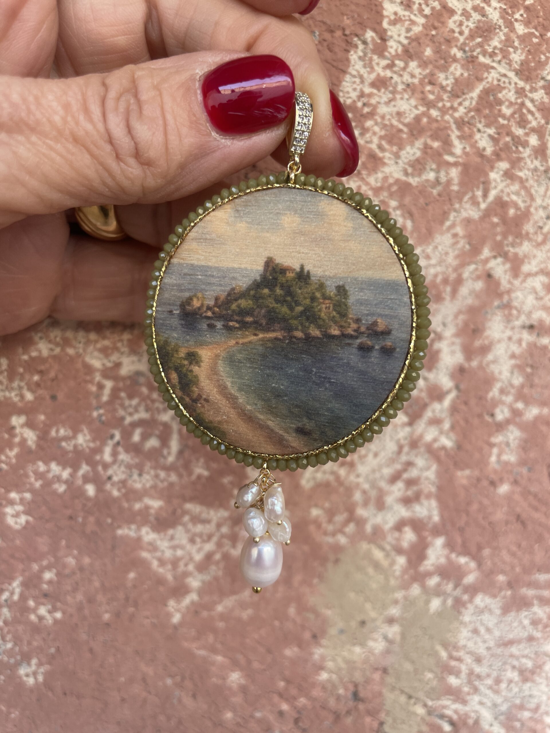 Collana con ciondolo “Vedute di Sicilia” – Isola Bella Taormina Collane caratteristiche siciliane