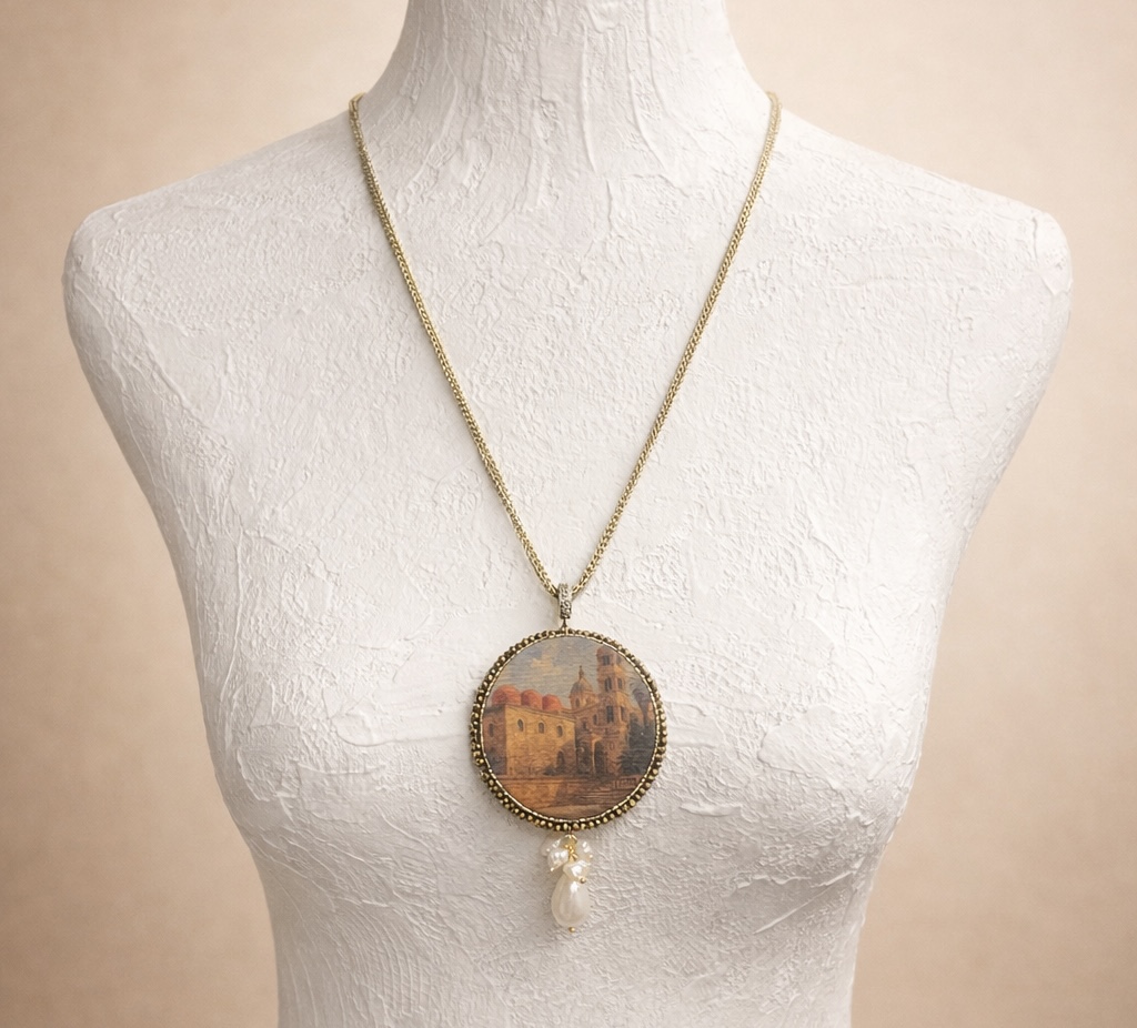 Collana con ciondolo “Vedute di Sicilia” – Palermo arabo-normanna Collane caratteristiche siciliane