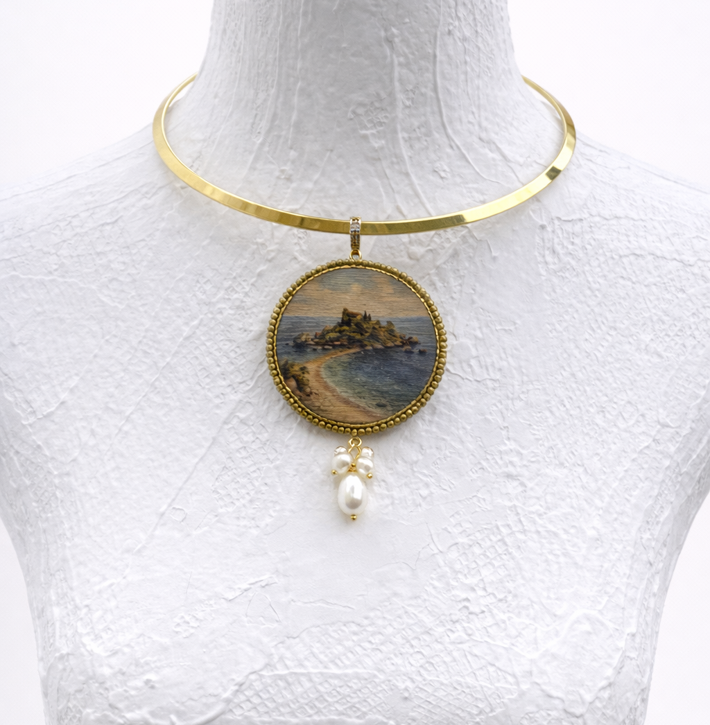 Collana con ciondolo “Vedute di Sicilia” – Isola Bella Taormina Collane caratteristiche siciliane