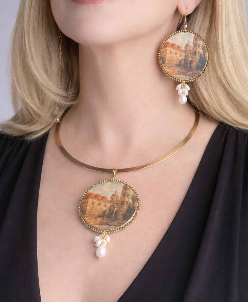 Collana con ciondolo “Vedute di Sicilia” – Palermo arabo-normanna Collane caratteristiche siciliane