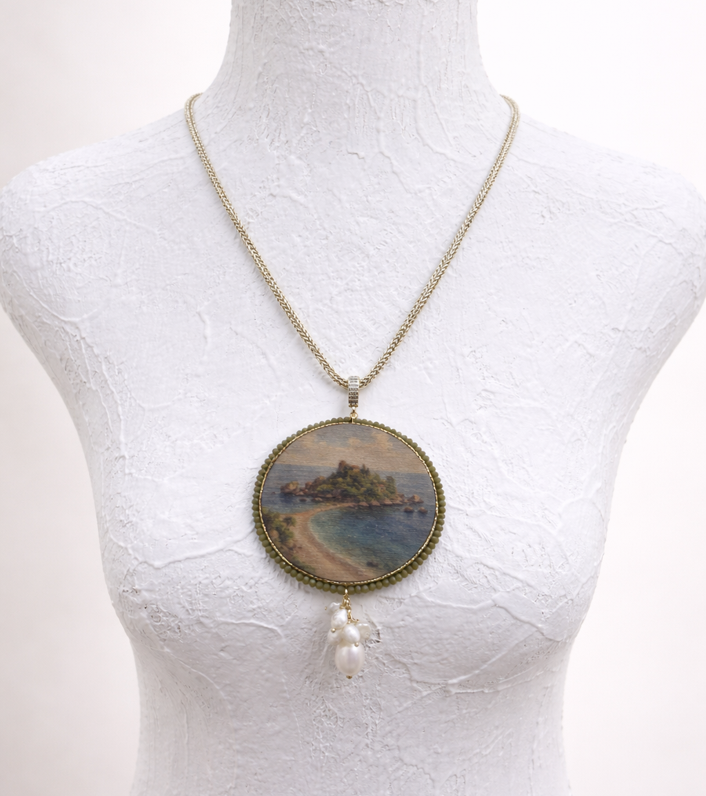 Collana con ciondolo “Vedute di Sicilia” – Isola Bella Taormina Collane caratteristiche siciliane