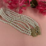 Collana girocollo artigianale quattro fili perle bianche