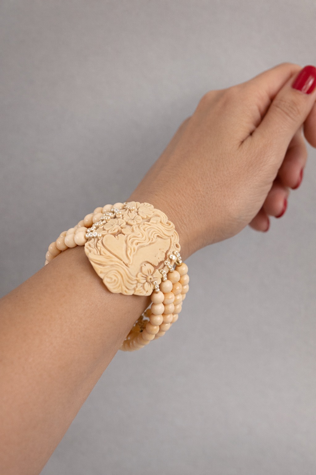 Bracciale artigianale corniola e cammeo autentico