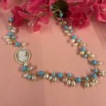 collana artigianale Cammeo, turchese e perle naturali
