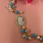 collana artigianale siciliana, cammeo e turchese, dettaglio