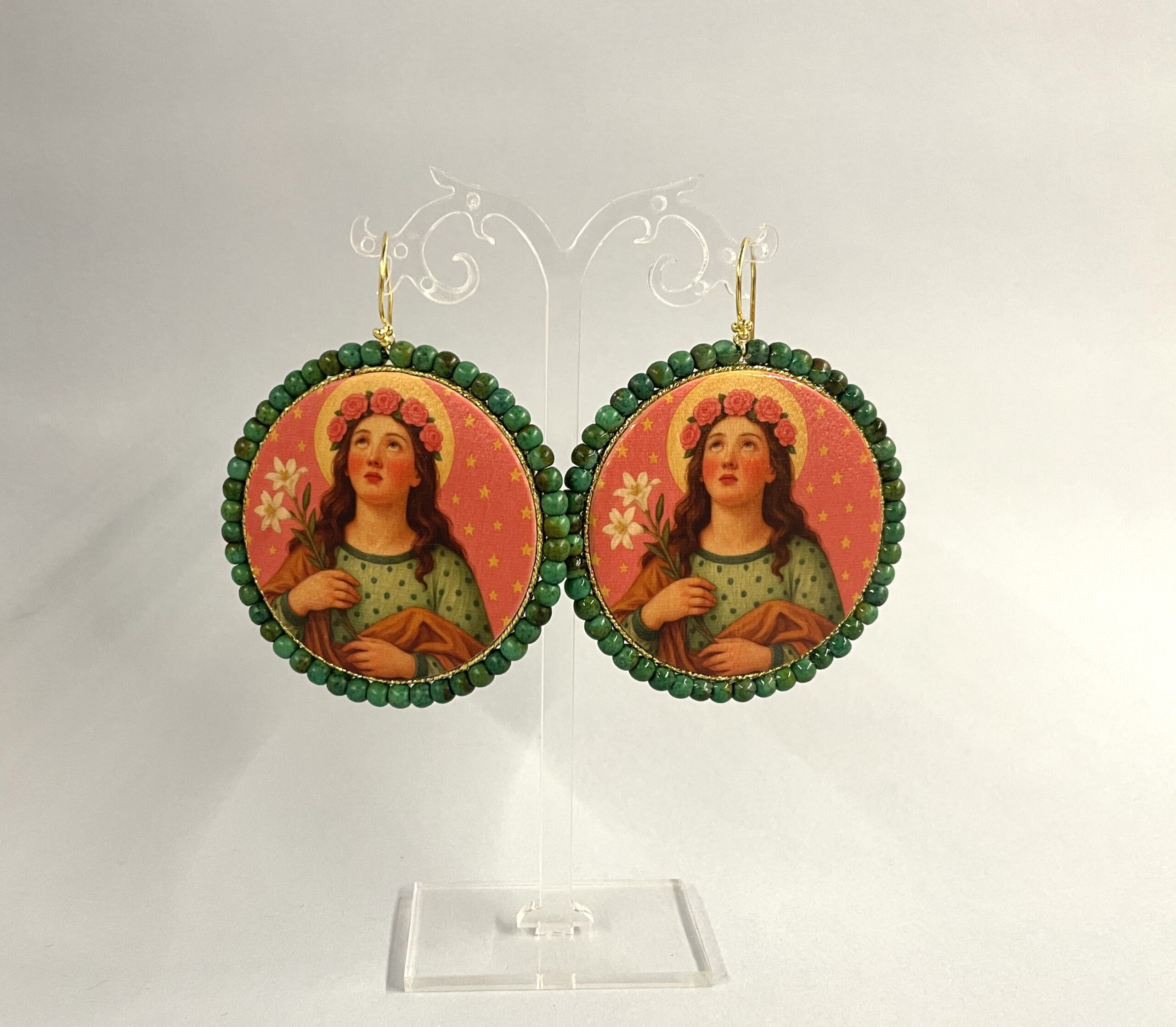 orecchini siciliani artigianali con santa rosalia